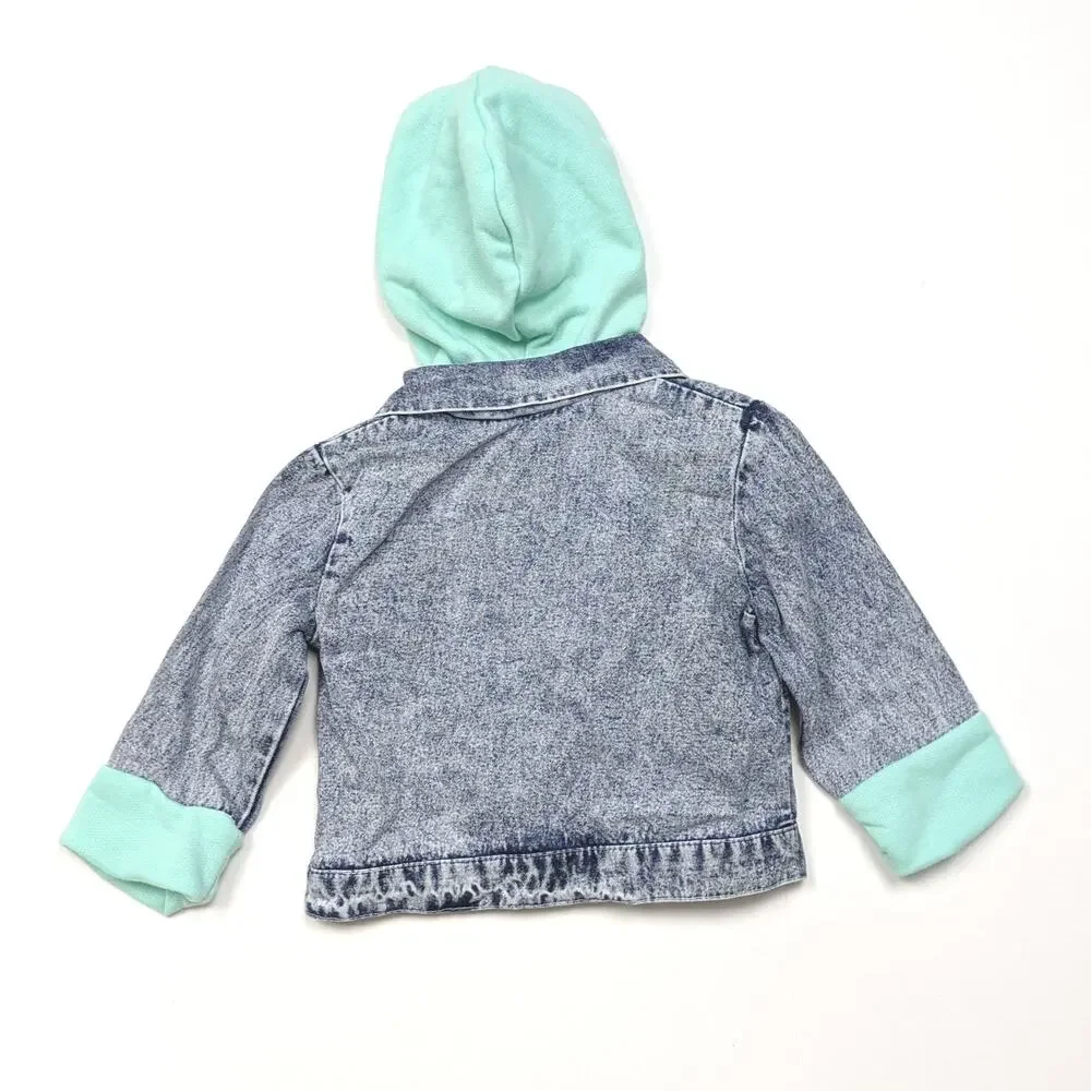 Vintage Jean Jacket Baby Girls Sz 12-18m Acid Wash Hooded California Rodeo 90s